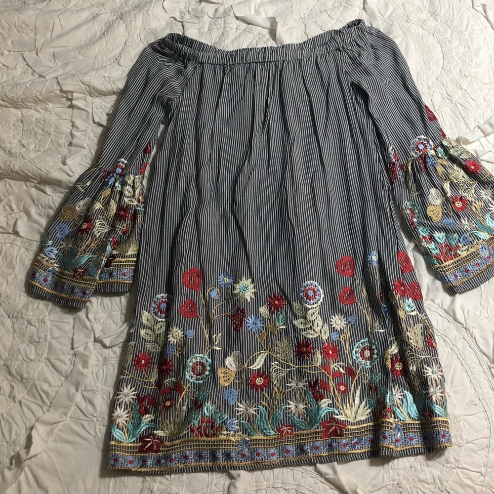 Embroidered off the shoulder dress